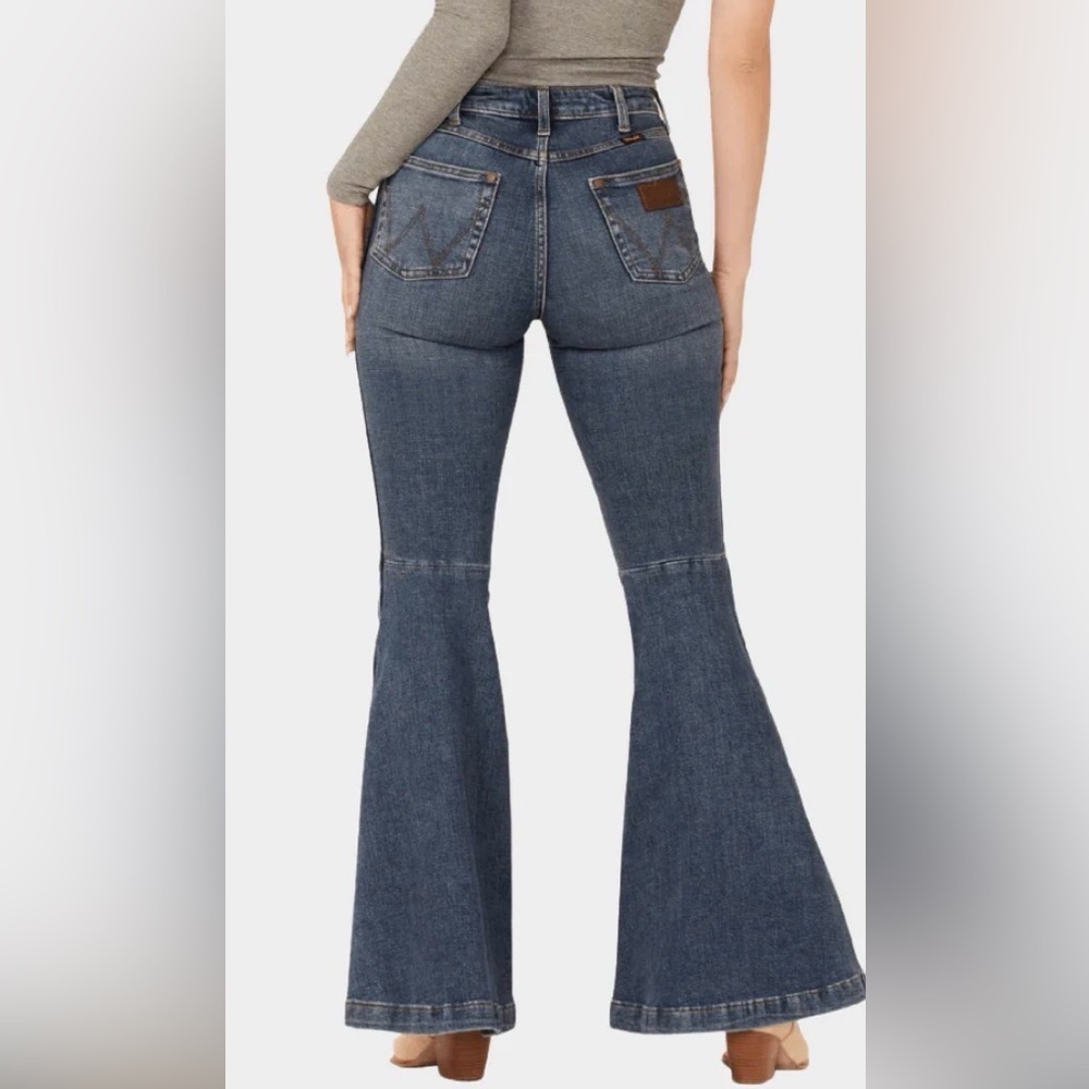 Wrangler Green Jean Trumpet Flare Jeans Women’s Vintage Western Denim 26x36